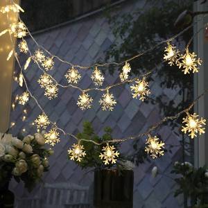 LED Snowflake String Lights Бобои Барфӣ чароғҳои Мавлуди яклухт