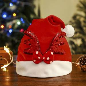 Christmas Hat Embroidered Antlers ຜູ້ໃຫຍ່ເດັກນ້ອຍ Santa Hat ຂາຍສົ່ງ