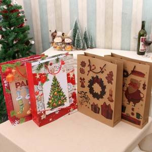 Toptan Ucuz Noel Hediyesi Geri Dönüşümlü Kağıt Torba