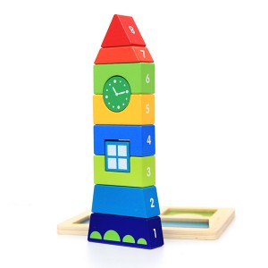 3D Clock Tower DIY Stack Column Building Blocks Puzzles Kids Educational Wooden Toys For Birthday Gifts
