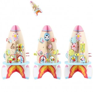 Modni slog Izobraževalne lesene igrače za malčke Montesorri Večnamenska lesena igrača v obliki živalskih kroglic Labirint v obliki rakete za dojenčka