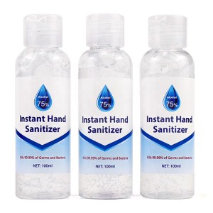 Desinfectante de manos instantáneo con etiqueta privada de fábrica de 100 ml, logotipo personalizado, antibacteriano, sin agua, 75%