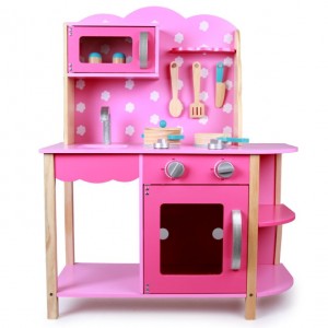 Modes stils rozā koka bērnu virtuves rotaļu komplekts Rotaļlieta Ēdienu gatavošana Izlikties, spēlējot izglītojošas virtuves rotaļlietas veicināšanai