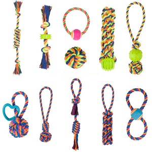 Wholesale TPR durable knot cotton rope chew pet dog ball toy for sale