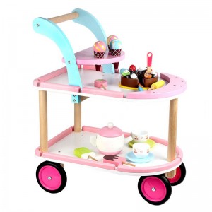 Կրթական մանկական ուսուցման տրոլեյբուս Kids Pretend Play Cart Toy Ice Cream Shop Truck Toy Mini Wooden Walker տրոլեյբուս խոհանոցային հավաքածու