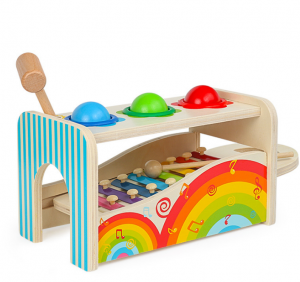 High Quality Wooden Learning Musical Pounding Toy for Toddlers Hand-Eye Coordination Exercise Wood Toys Hammering Toy