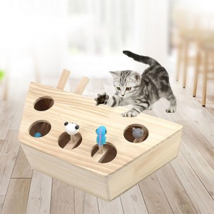 Wood Cat Hit Gophers Toys Interactive Whack A Mole Mouse Puzzle Pet Toy