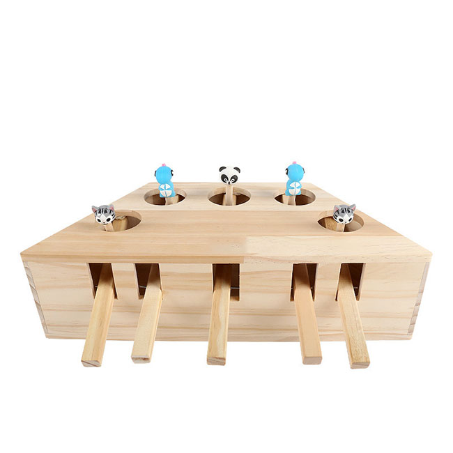 2017 Latest Design China Product Sourcing - Wood Cat Hit Gophers Toys Interactive Wooden Whack A Mole Mouse Game Puzzle Toy 5 Holes Mouse Hole Cat Scratch Educational Toy – Sellers Union