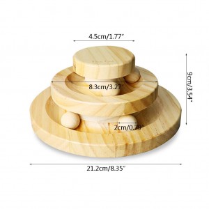 Factory Direct Roller Cat Toys Wooden Track Balls Turntable Exercise Puzzle Toys