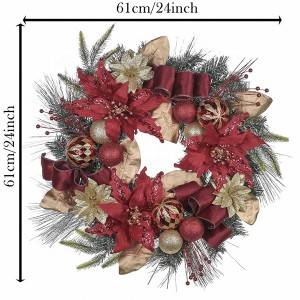 24inch christmas wreath decorations with LED light wholesale