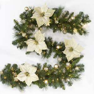 High quality pvc pre lit pine cone wreath 200cm artificial christmas garland
