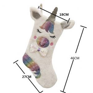 Home Xmas Stocking With LED Light Unicorn Christmas Decoration Sock