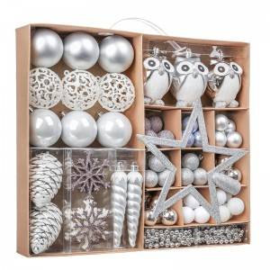 98pcs Silver and White Clear Christmas Tree Decoration Ornament Christmas Ball