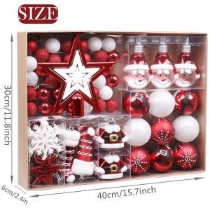 70 piezas de adorno decorativo para árbol de Navidad rojo y blanco
