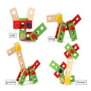 Xoguetes educativos de madeira para nenos Kit de ferramentas de reparación de madeira multifunción Kits de ferramentas de madeira de xoguetes Kit de ferramentas de reparación de simulación