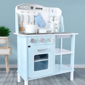 Pink and Blue Wooden Kitchen Role Play Toy Set for Kids Kitchen Mini Simulation Cooking Pretend Play Set for Sale