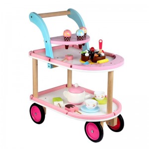 Pedagogisk inlärningsvagn för spädbarn Barn Låtsas Lekvagn Leksak Glassaffär Lastbil Leksak Mini Trä Walker Trolley Köksset
