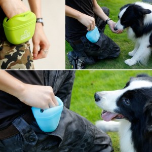 Dog Training Bag Hands Free Treats Pouch with Belt Clip and Magnetic Closing Silicone Dog Treat Pouch