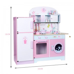 Fashion Style Educational Toy Wooden Refrigerator Role Pretend Play Kitchen Toys Simulation Kitchen Cooking Set Toy for Kids