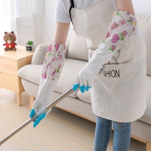 Waterproof rubber latex without velvet kitchen durable mouth winter warm housework cleaning gloves