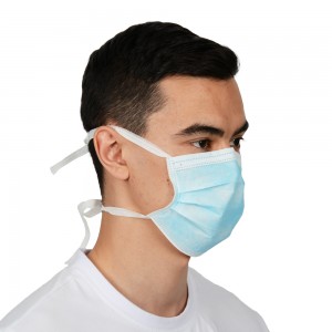 3-vrstvová netkaná chirurgická chirurgická jednorazová nastaviteľná tvárová maska ​​s ušnou slučkou na ústa Protiprachová maska ​​Protiprachová maska ​​na tvár s kravatou