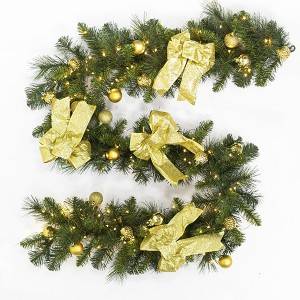 High quality pvc pre lit pine cone wreath 200cm artificial christmas garland