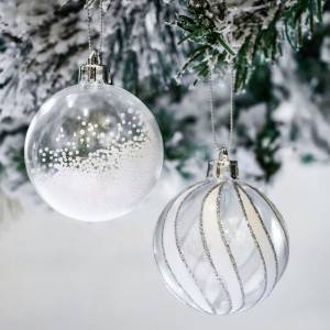 98pcs Perak dan Putih Jelas Hiasan Pokok Krismas Ornamen Bola Krismas