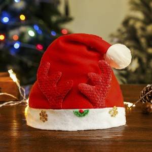 Božićna kapa s izvezenim rogovima, odrasli, djeca, veleprodaja kape Djeda Božićnjaka