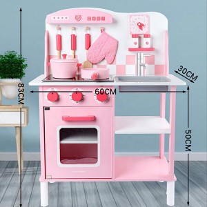 Розово и синьо дървени кухненски комплект играчки за ролева игра за деца Кухня Мини симулация на готвене Комплект за игра на преструвки за продажба