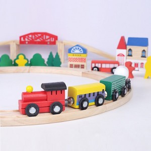 Детски едукативни играчки на големо 100 парчиња Дрвени градежни блокови Патека за играчки за трки со автомобил Играчка игра за промоција
