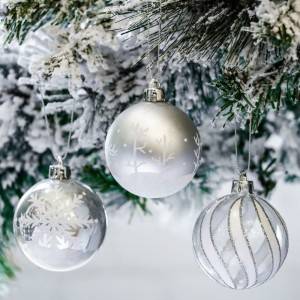 98pcs Perak dan Putih Jelas Hiasan Pokok Krismas Ornamen Bola Krismas