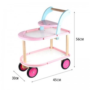 Izobraževalni učni voziček za dojenčke, otroci Pretvarjajte se, igrajte voziček Igrača Trgovina s sladoledom Tovornjak Igrača Mini lesen voziček za hojo Kuhinjski set