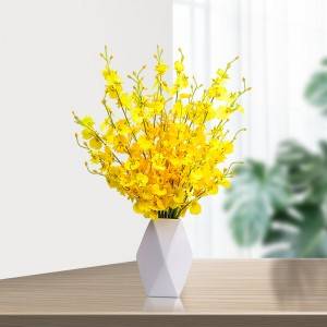 5 dakšas dzeltens dejojošs lukturis mākslīgo ziedu pušķis kāzu viltus zieds