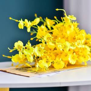 5 Fork Yellow Dancing Lanter Artificial Flower Bouquet Wedding Fake Flower