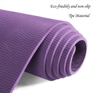Պրոֆեսիոնալ էկոլոգիապես մաքուր չսահող վարժություն Yoga Mat Gym Fitness 6mm Custom Tpe