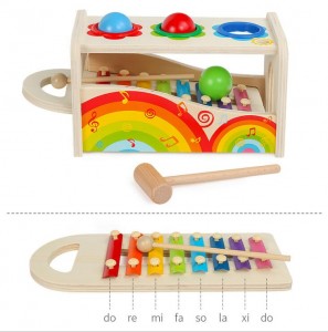 High Quality Wooden Learning Musical Pounding Toy for Toddlers Hand-Eye Coordination Exercise Wood Toys Hammering Toy
