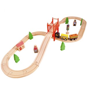 Wooden Toy Train Track Set 37 Piece Puzzles Kids Educational Building Blocks