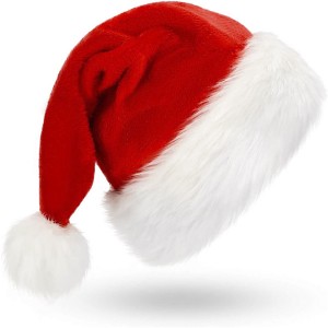 Santa Hat Christmas Santa Claus Cap Xrhas Holiday Hat with Soft Plush Velvet