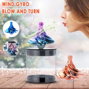 Gyro Educational Toy Spinning Wind Blow Turn Gyro Stress Reducer