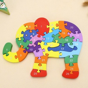 Drevené hračky 3D puzzle Detské hračky Obojstranné kocky abecedy zvieratiek