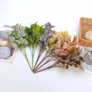 ხელოვნური ყვავილები მწვანე მცენარეები საქორწილო გაფორმება ფოთლები 5 ჩანგალი ფულის ფოთლები