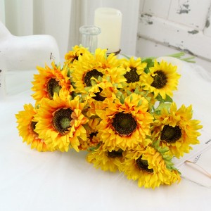 Artificial Sunflower Flower 3 Head Bouquet Decoration Wholesale