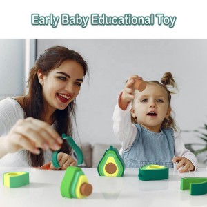 Avocado Silicone Stacking Toys Fruit Baby Teething Nesting Teether