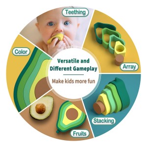 Avocado Silikon Stacking Spillsaachen Uebst Baby Teething Nesting Teether