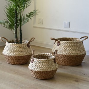 Bamboo Woven Flower Basket Straw Bag Flower Pot Home Decoration