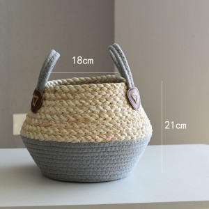Бамбукова плетена кошница за цветя Сламена чанта Саксия за цветя Декорация на дома