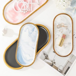 Golden Marble Black Gold Tray Jewelry Card Fruit Tray Wholesale