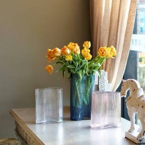 گلدان رومیزی هیدروپونیک گلدان شیشه ای شفاف آبی
