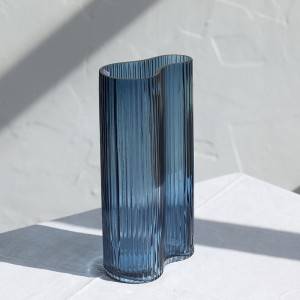 Blue Transparent Glass Vase Desktop Hydroponic Vase
