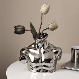 Mwili Art Ceramic Vase Plating Silver Flower Decoration Home Decoration
